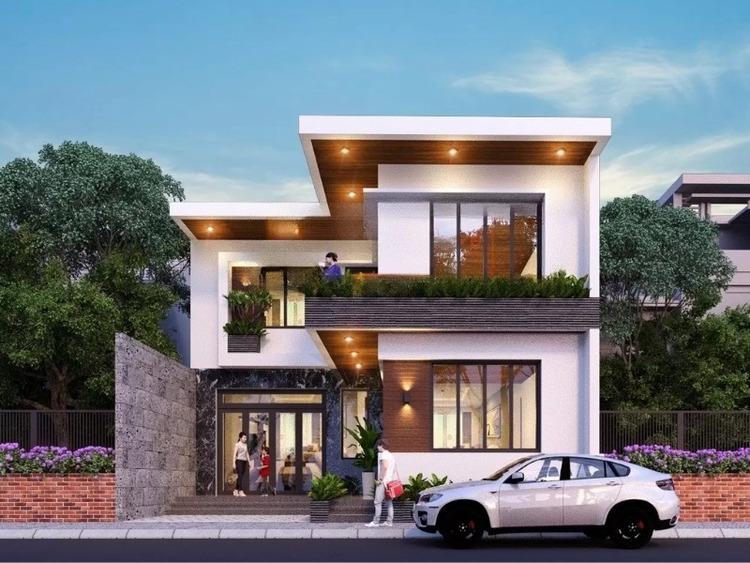 Thiết kế nhà 2 tầng đẹp, hiện đại 1 trệt 1 lầu