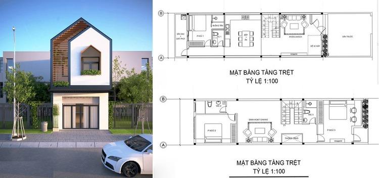 Nhà thiết kế 2 tầng 5x20m giản dị, dễ tiếp cận