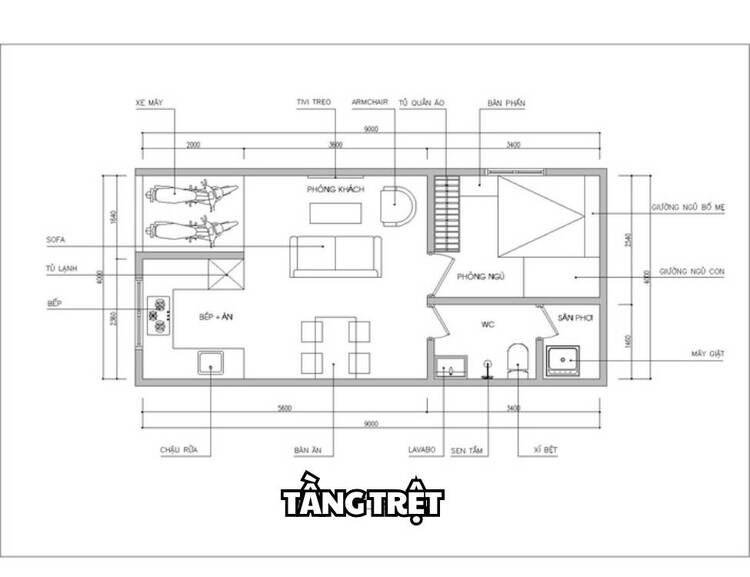 Bản vẽ thiết kế nhà đẹp 50m2, đầy đủ công năng