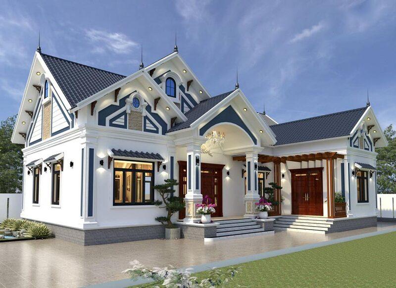 Mẫu nhà 3 gian chữ L duyên dáng, đầy đủ tiện nghi