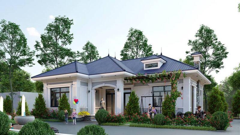 Mẫu nhà chữ L tân cổ điển hoàn mỹ pha trộn giữa nét truyền thống và hiện đại