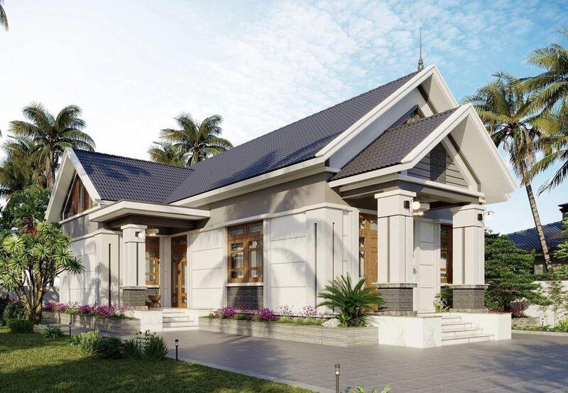 Ngôi nhà chữ L cấp 4 mái Thái hiện đại với ba phòng ngủ, tận dụng tối đa diện tích