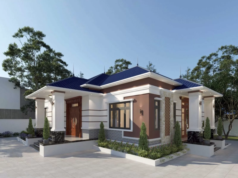 Nhà chữ L mái Nhật một tầng đẹp, hiện đại, dễ dàng áp dụng vào thực tế