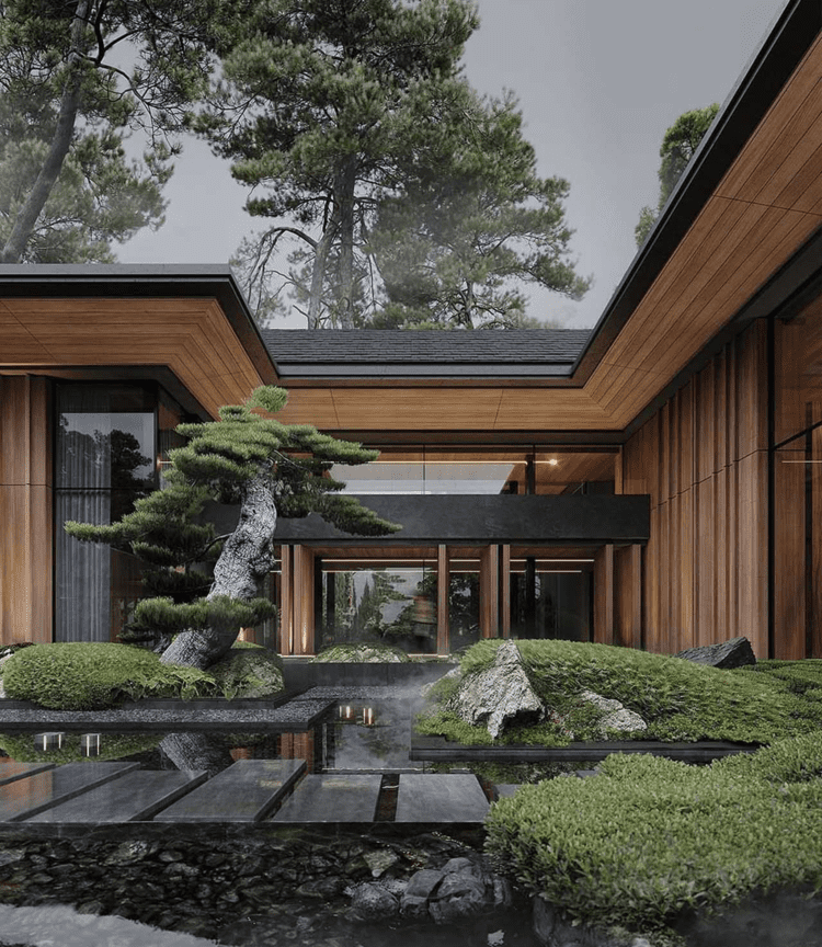Thiết kế sân vườn biệt thự mang phong cách Nhật Bản