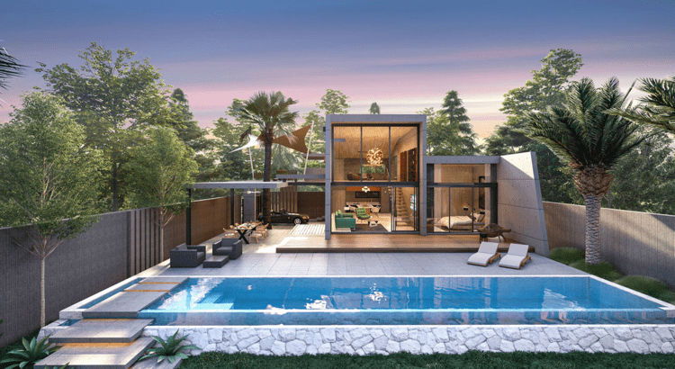 Thiết kế sân vườn biệt thự kiểu villa nghỉ dưỡng có hồ bơi