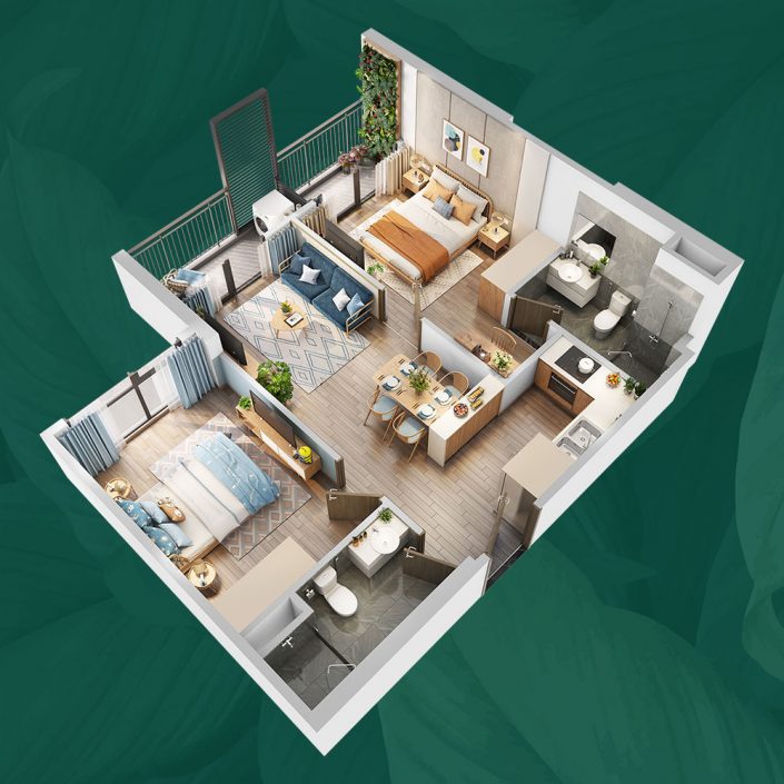 hinh anh can ho 2 PN pavilion premium thiet ke & gia ban moi nhat so 2