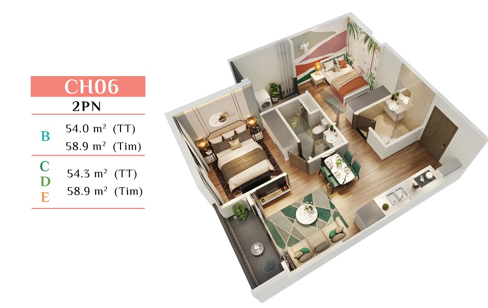 hinh anh can ho 2pn the sakura vinhomes smart city mat bang chi tiet so 5