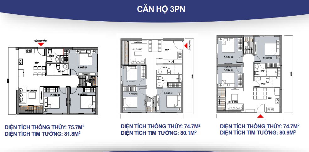 Thiết kế mặt bằng căn hộ S1.09 Vinhomes Ocean Park – căn 3PN