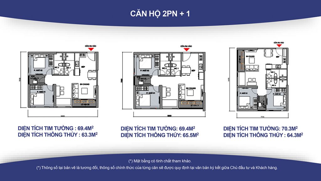 Mặt bằng thiết kế căn hộ S2.05 Vinhomes Smart City 2 phòng ngủ 2 WC
